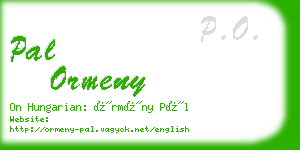 pal ormeny business card